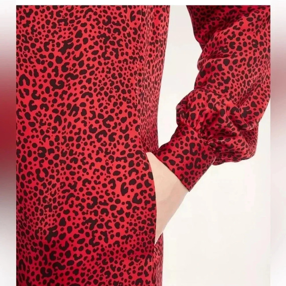 NWT Brooks Brothers Soft Satin Animal Print Dress, Size 2, Black Red w/ Pockets - Picture 2 of 16